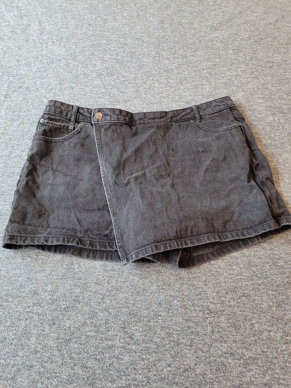 Women’s Black Denim Wrap Skort with Built-In Shorts